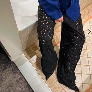 LAYLAS ATELIER black eyelet cotton pants- Small